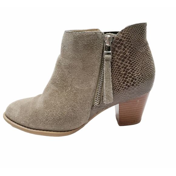 Vionic Upright Anne Ankle Boots Suede Comfort Snakeskin Embossed Women 6.5 - Picture 1 of 11